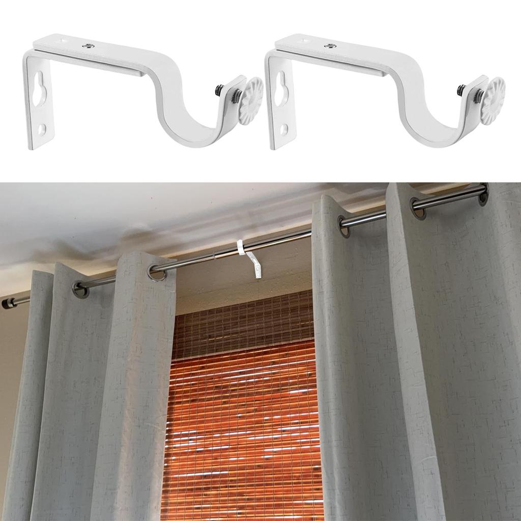 2Pcs Adjustable Curtain Holder Curtain Drapery Rod Bracket Window Curtain Rod Support Hanger Hardware Easy To Install