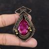 Faceted Kashmir Ruby Pendant Copper Wire Wrapped Pendant Handmade Copper Jewelry Elegant Pendant Wire Wrap Gemstone Jewelry Pendant For Gift