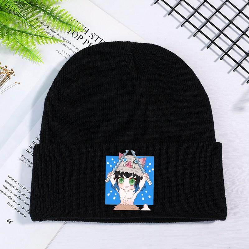 Knit Hat Demon Slayer Kimetsu No Yaiba Anime Winter Warm Beanie Caps Gonpachiro Kamanoko Unisex Women Casual Bonnet
