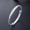 Six Character True Words Pure Silver Bracelet 999 Silver Ethnic Style Retro Sliding Style Smooth Solid Mother's Foot Silver Bracelet