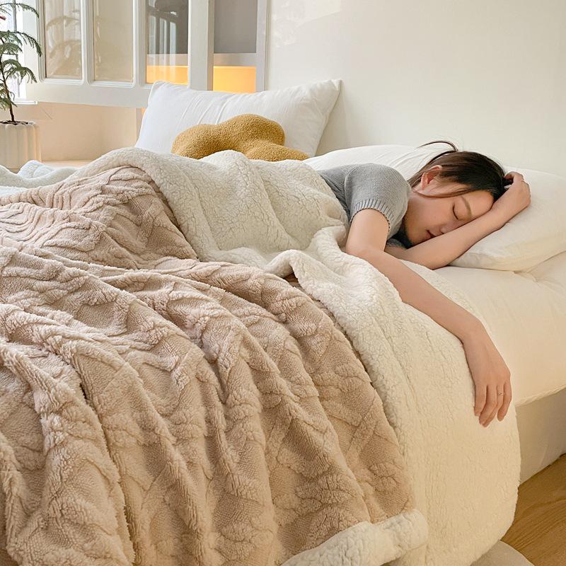 Winter Taf Velvet Double-Layer Coral Fleece Blanket - Lambswool Sofa Throw, Autumn/Winter Quilt
