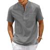 2025 New Summer Cotton Linen Men's Short-Sleeved T-shirt Casual Men's T-shirt Shirt Male Pocket Breathable S-3XL