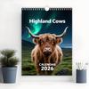 Highland Cow Calendar 2026 Jan 2026 - Dec 2026 12 Month Planner Scottish Wall Art Decor for Home Office