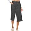 Women's Solid Color Cotton And Linen Fashionable Loose High Waist Cropped Casual Pants