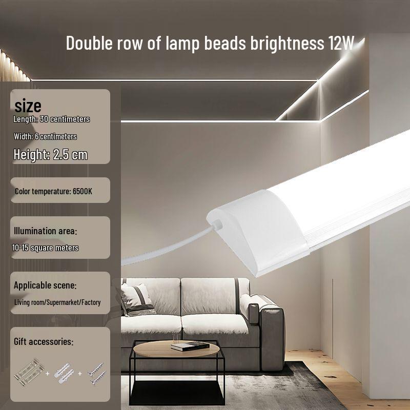 LED Super Bright Daylight Tube: Long Strip, Three-Proof Purification Light for Home, Office, and Mall Use