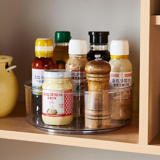 Lazy Susan Organizer Storage Holder Large Capacity Transparent Design 360-Degree Rotatable Countertop Makeup Storage Tray