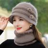 New Women Winter Hat Keep Warm Mom Cap Add Fur Lined Warm Set Hat For Female Casual Rabbit Fur Bucket Knitted Hat