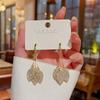 S925 Silver Needle Exquisite Diamond Leaf Tassel Earrings for Women