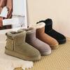 New Wool Imitation Snow Boots for Women, Thickened Plush Warm Cotton Pad Shoes for Women, Fashionable Striped Flat Heel Boots