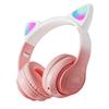 YaPanda Cute Cat Ear Bluetooth Headphones, Ultra-Long Standby, LED Light-Up, Wireless, Lightweight, Breathable, Soft, Foldable, Adjustable Size, with