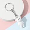 Cute 3D Flocking Kitten Small Bear Keychain Resin Cat Couple Mobile Phone Pendant Car Keyring Earphone Backpack Charms Bag Decor