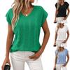 Women's Fashionable Solid Color V Neck  Short Sleeved Pullover T-shirt Top