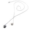[Q1072] - Silver Necklace 'Sissi' Gray White Silver - 42 Cm - 9 and 7 Mm Beads