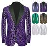 Mens Triangle Sequin Suit Jacket Shiny Blazer