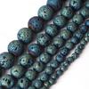 Electroplated Blue Volcanic Lava Loose Round 15 Inch Beads For Jewelry Making 4/6/8/10/12mm