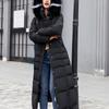 New Winter Jacket Ladies Warm Fashion Bow Belt Collar Long Dress Ladies Thick Coat