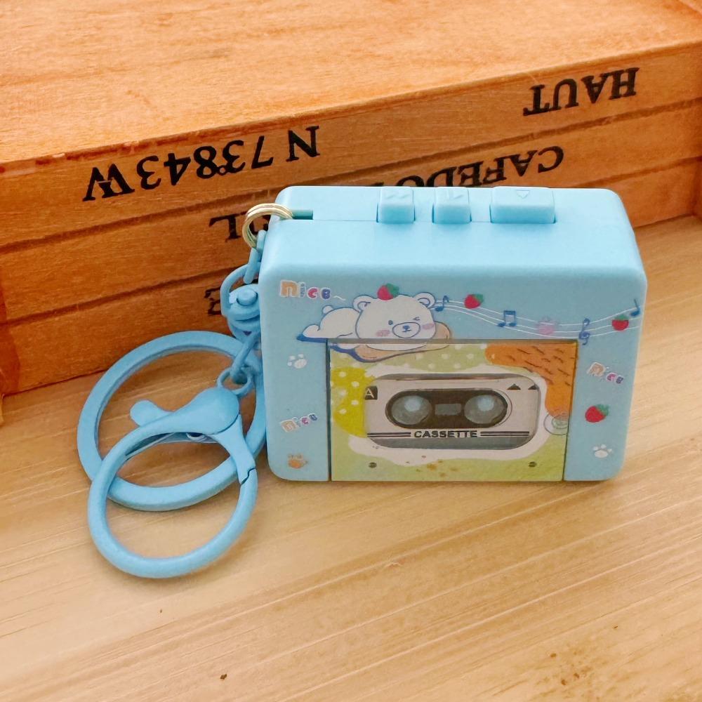 Recordable Recording Music Box Pendant with Music Retro Tape Recorder Keychain Small Gift
