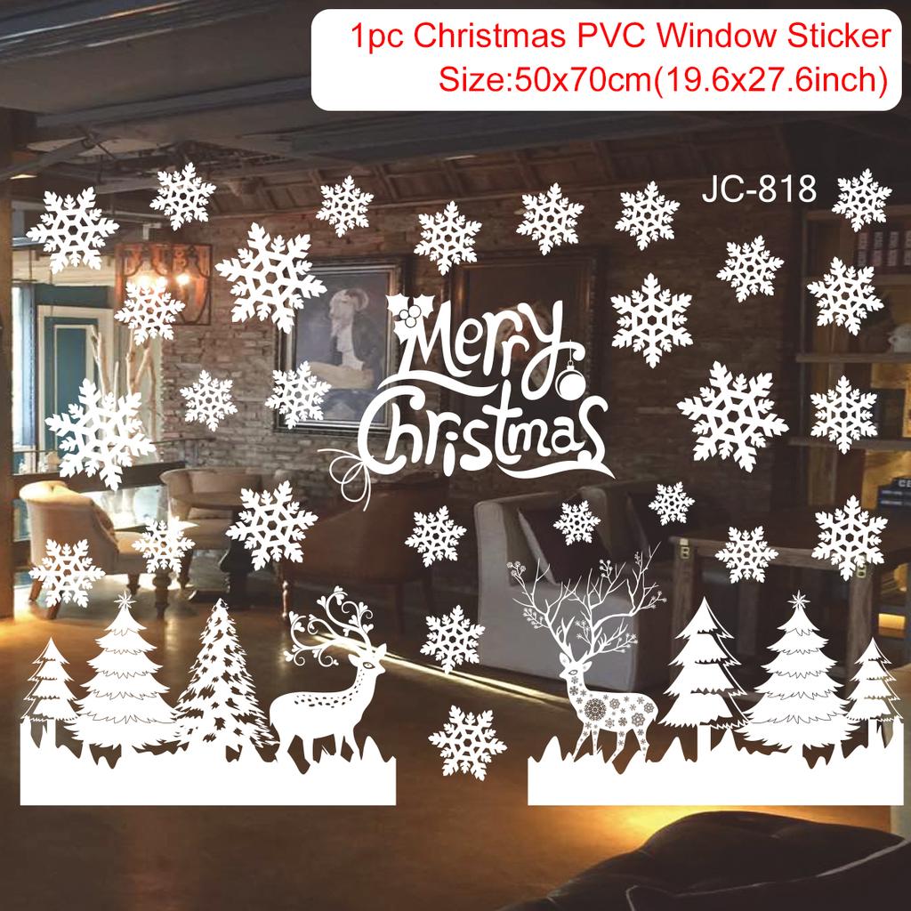 Cartoon Christmas Window Glass Stickers 2025 Christmas Decoration for Home Living Room Wall Decor 2025 Happy New Year Stickers