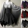 Halloween Medieval Role-playing Costume Gothic Retro Forest Wood Elf Fantasy Waist Tight Corset and Serrated Skirt Gradient Skirt