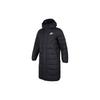Solid Color Print Logo Zip Hooded Mid-Length Down Jacket Men Outerwear Black DV0756-010