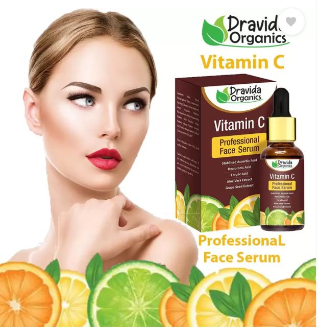 Dravida Organics Bright & Glowing Vitamin C Serum for Skin Whitening ,Lightening & Brightening (60 Ml)