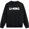 Li Ning Comfortable Casual Simple Loose Letter Print Sweatshirt Men Tops Black AWDV243-3