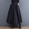 2023 Spring High Waist Slimming Cotton-Linen Lantern Midi Skirt with Elastic Drawstring Waist, Flattering A-line Fit.