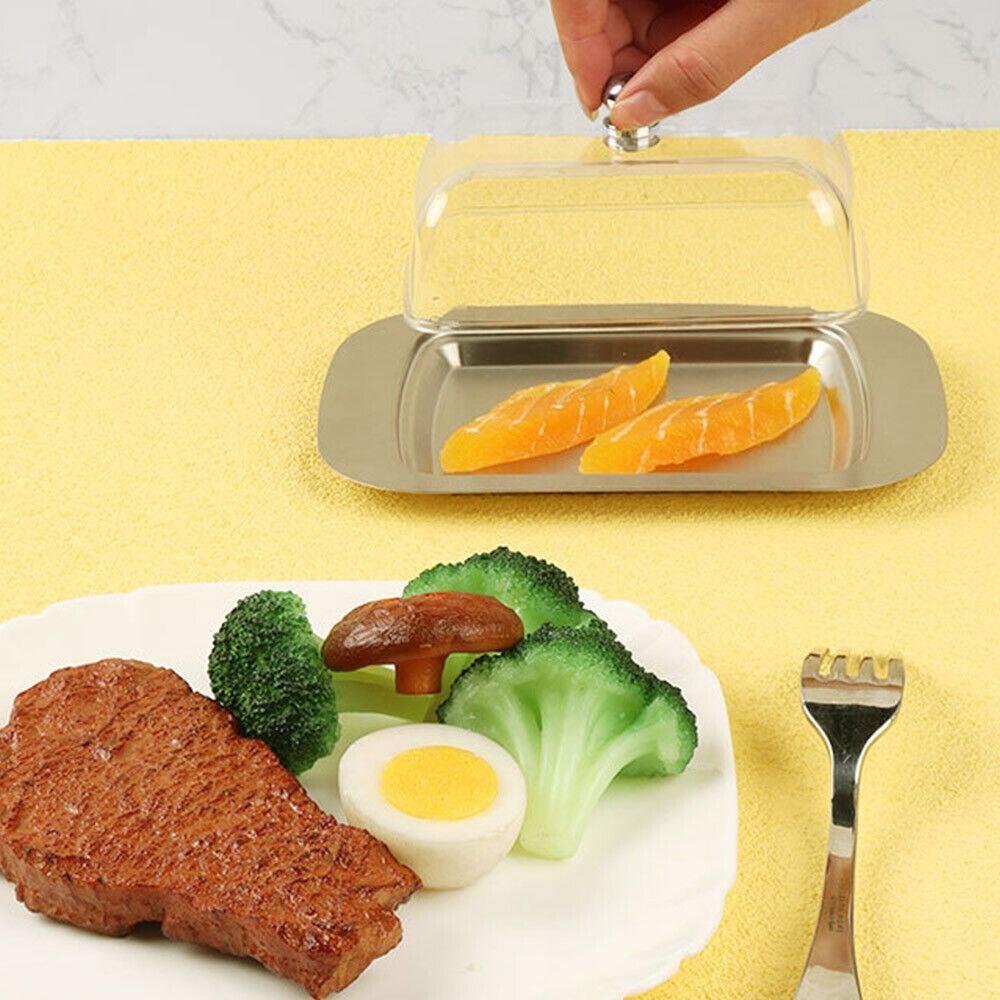 Stainless Steel Butter Tray Sealing Cheese Storage Keeper Butter Dish With Lid Kitchen Dinnerware