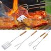 3 Pcs BBQ Tool Set Spatula Fork Tong with Long Handles Grip Grilling Tool