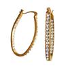 [R8031] - Golden White 'Sissi' Rhinestone Hoop Earrings - 35x20x3 Mm