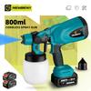 800ML Electric Spray Gun Handheld Cordless High Power Electric Paint Sprayer Home DIY Easy Spraying For Makita 18V Battery