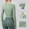 Women's Slim Fit Long Sleeve Yoga Top – Quick-Dry, Breathable, Pleated Fitness T-Shirt for Autumn