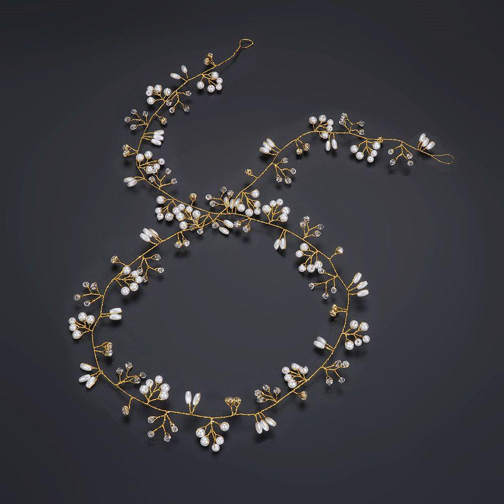 Bridal's Tiara Hair Jewelry Bride Accessories Wedding Hair Vine Pearl Crystal Diamante Headband