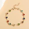 1Pc Exquisite Colorful Heart Bracelet for Women Charm Metal Chain Bracelets Party Birthday Jewelry Gift