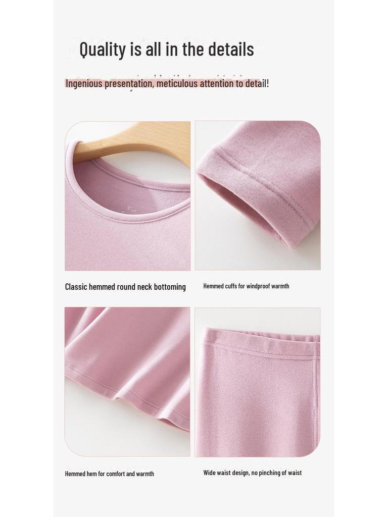 Women's Wool Thermal Underwear Set - Thickened Brushed Edge for Autumn and Winter Warmth