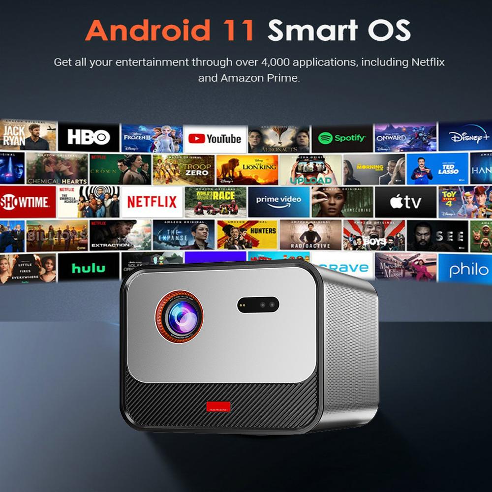 Vivicine X5 Full HD 1080P DLP Projector 2200 ANSI Lumens Android TV 11.0 3D 4K Supported Smart Home Theater Projector