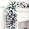 6/9ft Artificial Norfolk Pine Garland Real Touch Christmas Faux Green/Snow Frosted Cedar Pine Garland for Fireplace Table Mantle Wall Decor