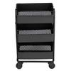 Dollhouse 3 Tier Storage Rack Simulation Movable 1:12 Dollhouse Trolley Rack with WheelsBlack