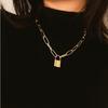 European & American Geometric Punk Lock Cross Chain Necklace for Women