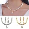 Bridal Women Necklace Faux Pearl Rhinestone Charms Wedding Earrings Jewelry Set