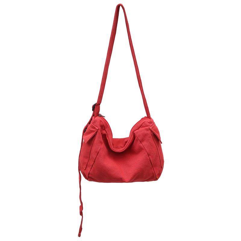 Canvas Bag Women's Large Capacity Crossbody Bag Men Solid Color Shoulder Bag