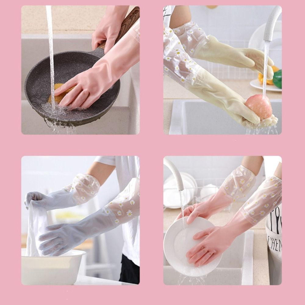 Rubber Thick Waterproof Household Scrubber Dishwashing Gloves Kitchen Clean Tool Cleaning Gloves