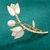 Plant Shaped Pearl  Tulip Flower Brooch For Women Coat Wedding Jewelry Party Accessries Gifts