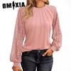 Fall New Women's Long Sleeve Shirt for Women Lace Top Casual Autumn Knit Shirt
