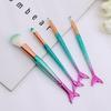 4pcs/set Loose Powder Brush Mermaid Makeup Brush Soft Fiber Cosmetic Brush Kit  Travel