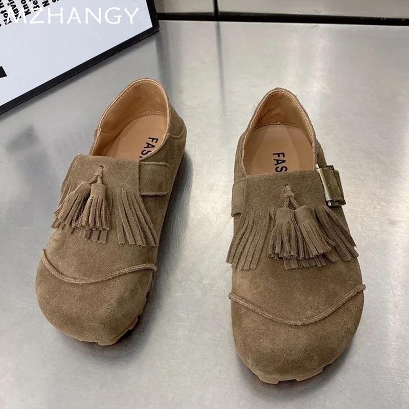 Women Suede Flats Loafers Shoes Fringes Fashion Sport Sneakers 2024 Trend Autumn Running Shoes Casual Walking Dress Mujer Shoes