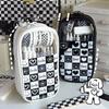 Pencil Case Transparent Chessboard Grid Pencils Box Cases Kawaii Back To School Girls Cute Bags