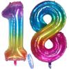 Number Balloon - Multicolor - 18 - 100cm - Birthday Decoration - Helium Included