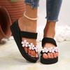 Fashion Simple Style Flower High Heel Slippers Women New Plus Size Thick Bottom Sandals Female Summer Beach Non Slip Wedge Slides Mujer
