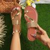 New Summer Sandals for Women Flat Sandal Sparkle Rhinestone Slide Trendy Women's Beach Sparkly Dressy Slip On Bling Casual Shoes